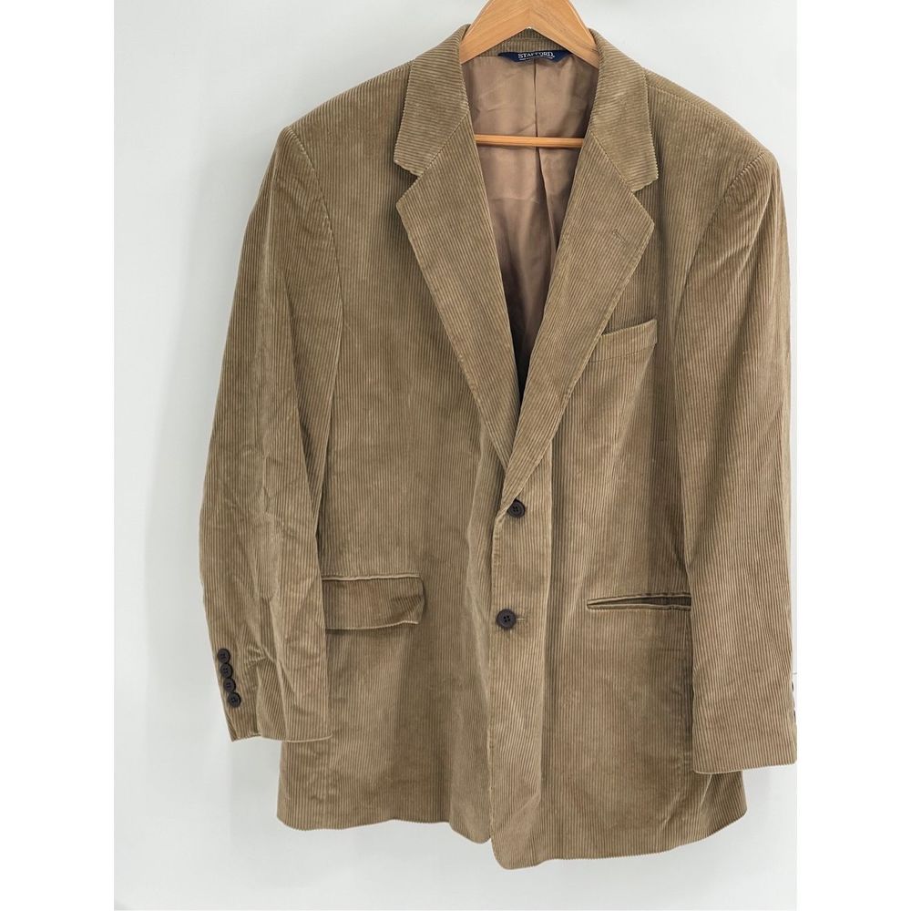 Stafford Corduroy Blazer Men’s Size 44R Tan Brown Sport Coat‎